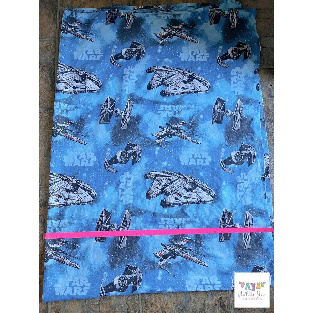 Twin Flat Sheet, Star Wars, Millennium Falcon,‎ Tie Fighter, X Fighter, blue
